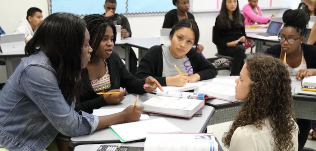 IDEA High School students collaborating